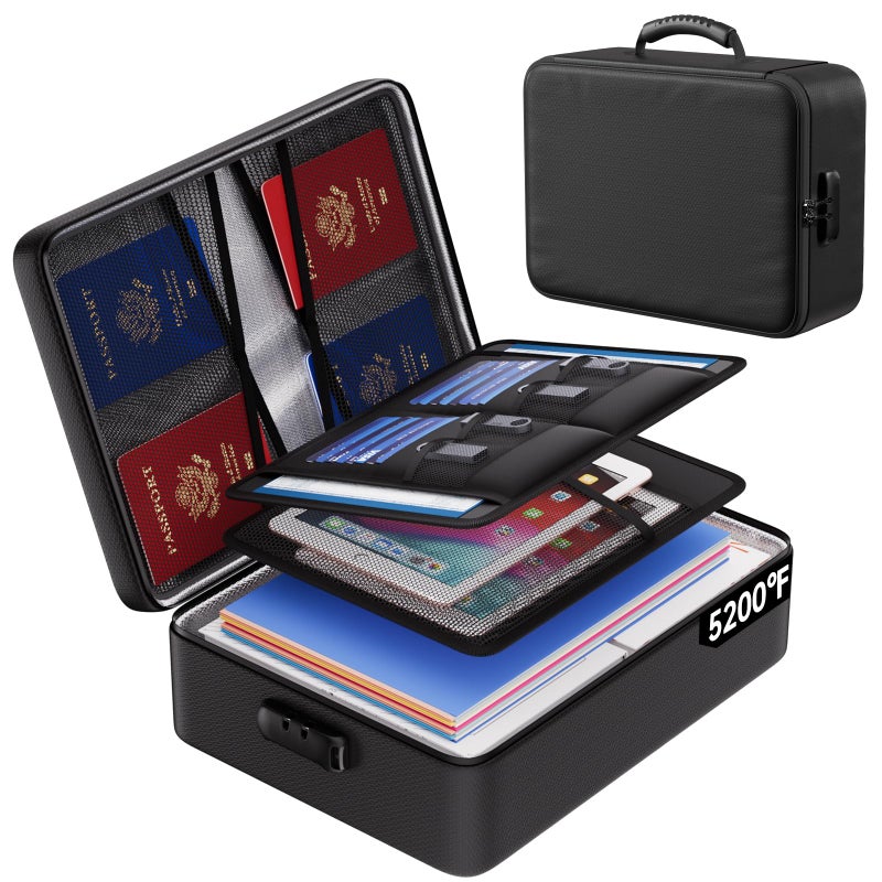 ENGPOW 5200?F Fireproof Document Bag with Lock Upgraded Heat Insulated Fireproof&Waterproof Box 8 Layers Document Organizer Portable Home Travel Safe Storage for Important Documents  Files  Laptop - Image 1